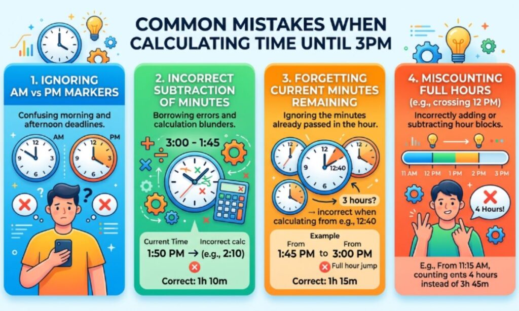 Common Mistakes When Calculating Time Until 3PM